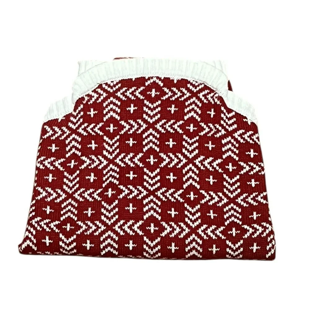 Red and White Knit Dog Sweater, Size‎ M